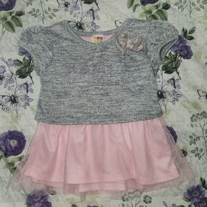 Gray Knit Top Pink Tulle Skirt Baby Dress
